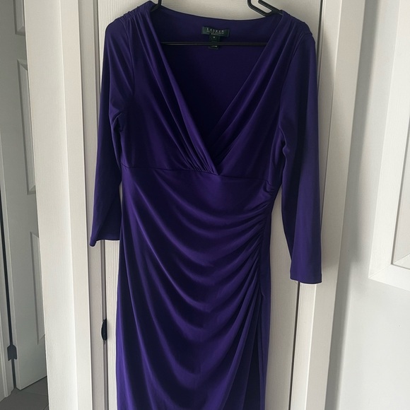 Lauren Ralph Lauren Dresses & Skirts - Lauren Ralph Lauren Purple Ruched Wrap Sheath Dress Size 10
